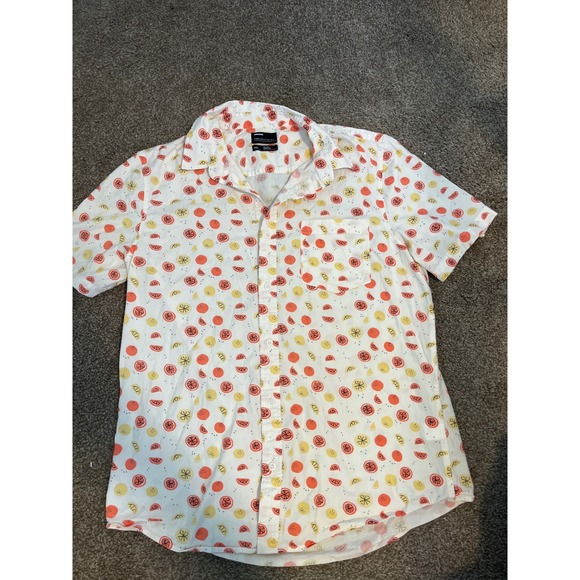 public opinion Other - PUBLIC OPINION Mens Fruit Print Short Sleeve Button Up Shirt Orange Yellow